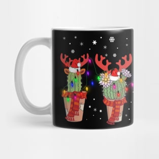 Cactus Christmas Lights Decoration Santa Hat Cactus Lovers Mug